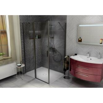 MIRAI Gussmarmor - Duschwanne, Rechteck 100x90x1,8cm, rechts, weiß