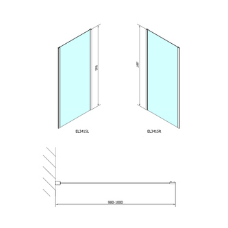 EASY LINE Seitenwand 1000mm, Klarglas