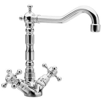 ANTEA Waschtischarmatur mit Retro-Einlauf, inkl. Ablaufgarnitur, 240mm Chrom