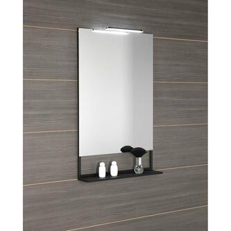 ERUPTA Spiegel mit Regal und LED Beleuchtung 60x95cm, schwarz matt