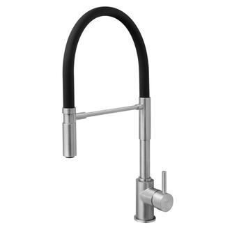 MINIMAL Küchenarmatur mit flexibler Auslauf, Schwarz/Edelstahl matt