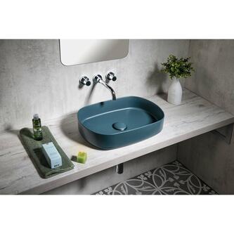 INFINITY OVAL Aufsatzwaschbecken 55x36cm, Grün Matte Petrol