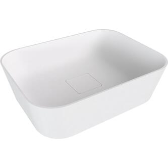 BANERA SQUARE Aufsatz-Waschtisch, Gussmarmor, 60x40cm, weiß matt
