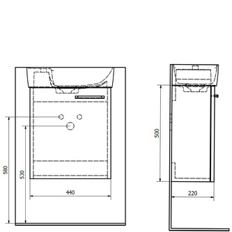 LATUS IX Unterschrank 44x50x22cm, Silbereiche