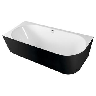 SUSSI L Freistehende Eckwanne, Gussmarmor, 160x70x49,5cm, schwarz/weiß