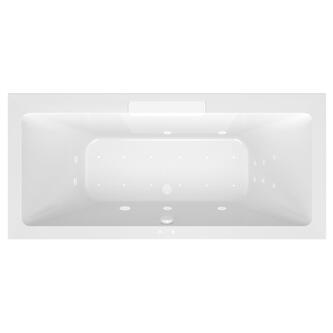CASCATA Whirlpool-Badewanne, 185x85x45cm, Kaskade Weiß, Attraction Hydro-Air, Chrom