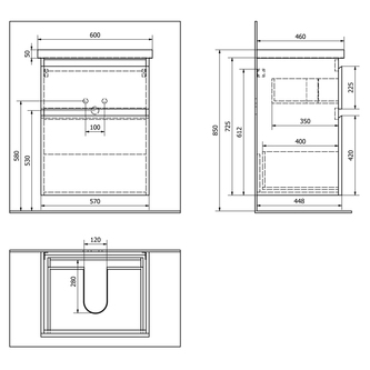 ALTAIR Unterschrank 57x72,5x45cm, Eiche Emporio