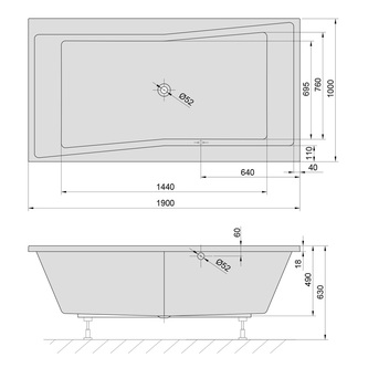 QUEST SLIM Rechteckwanne 190x100x49cm, Weiß