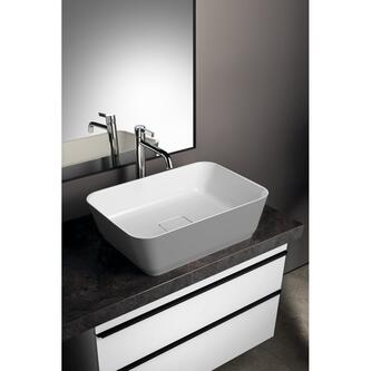 BANERA SQUARE Aufsatz-Waschtisch, Gussmarmor, 50x36cm, weiß/grau matt