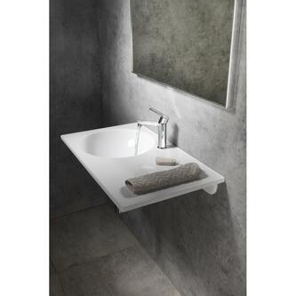 JUNO Gussmarmor-Waschtisch 80x47cm, weiß, links