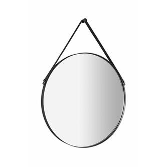ORBITER runder Spiegel mit Lederband, ø 50cm, mattschwarz