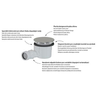 Duschwannensiphon, Durch. 90mm, DN40, polierter Edelstahl Abdeckung