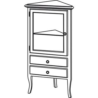 RETRO Eckschrank 60x120x47cm, altweiß, links