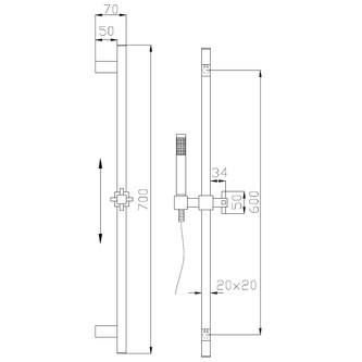 SLIDING Brausestange, mit Brauseschlauch und Handbrause, Chrom