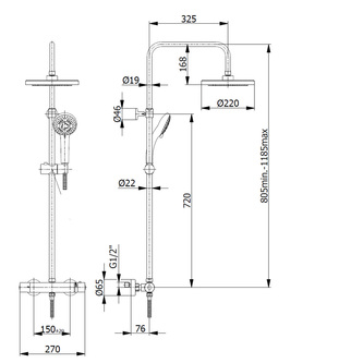 JET Duschsäule mit Thermostat-Armatur, Chrom