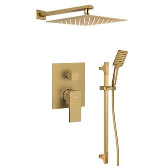 CUBEMIX Unterputz-Brausegarnitur mit Armatur, 2 Abgänge, gold matt