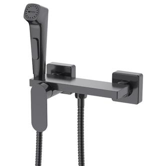 Wand-Bidetarmatur mit Stop-Ventil und Ablage, Gun metal