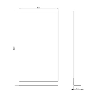 Spiegel mit Ablage 50x95cm, CU free, Schwarz matt