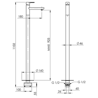 PAX Freistehende Waschtischarmatur, weiß matt