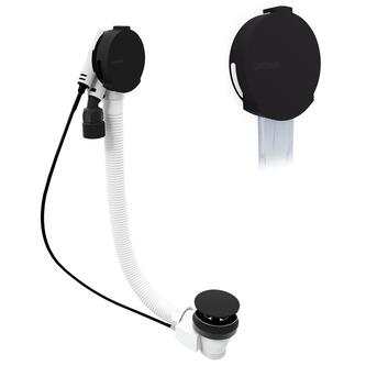 Ablaufgarnitur mit Einlauf, Schwarz matt, Länge 600mm, Stopfen 72mm