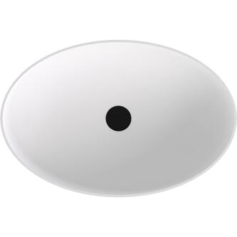 BANERA OVAL Waschbecken zum Aufsetzen, Gussmarmor, 60x40cm, Weiß matt