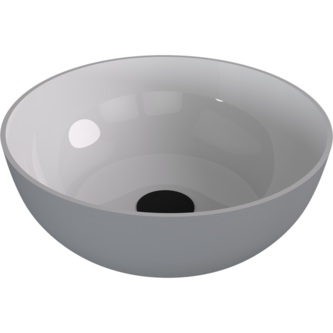BANERA ROUND Aufsatzwaschtisch, Gussmarmor, Durchmesser 39 cm, weiß/grau matt