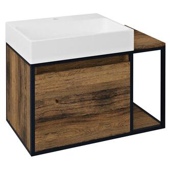 SKARA Unterschrank 80x49,5x46,5cm, schwarz matt/Eiche Collingwood
