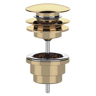 Ablaufgarnitur 5/4“, click-clack, großer Stopfen, 10-65mm, Gold