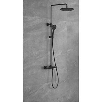 SOLARIS Duschsäule mit Thermostat-Armatur, Schwarz matt