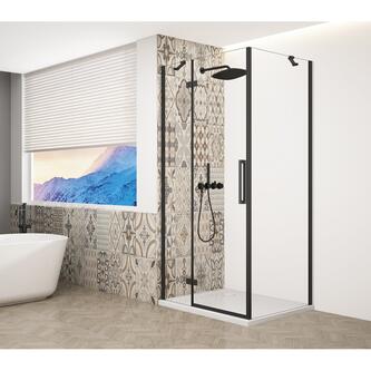 TRINITY BLACK Rechteckige Duschkabine 1200x900mm, Klarglas, links