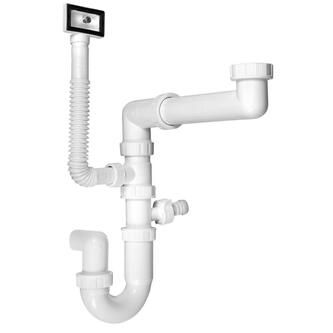 Spülbecken-Siphon  mit Überlauf, Anschluss 6/4" und Schlauchanschluß