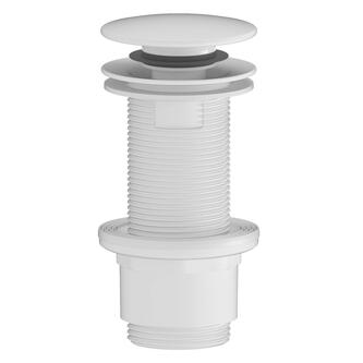 Waschbecken-Ablaufgarnitur 5/4“, klick-klack, großer Stopfen, 10-80mm, ABS/weiß matt