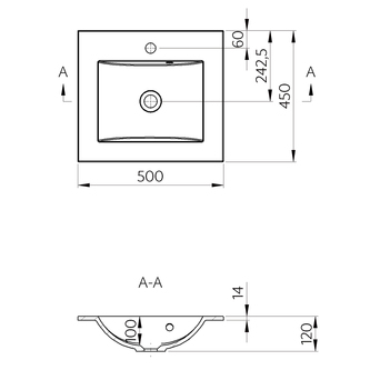 YUKON Waschtisch 50x45cm, Gussmarmor, weiß