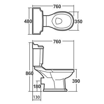 ANTIK Retro Kombi-WC + WC-Sitz, weiß