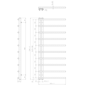 JUSTINA Badheizkörper 500x1246 mm, Weiß mat