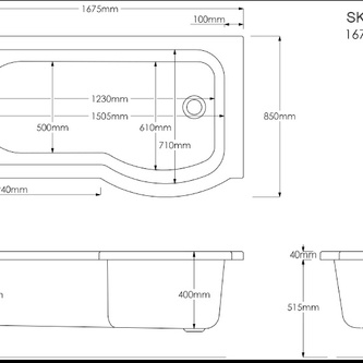 Raumspar Badewanne Skali mit Duschzone 167,5x85/75cm rechts weiß Komplett-Set