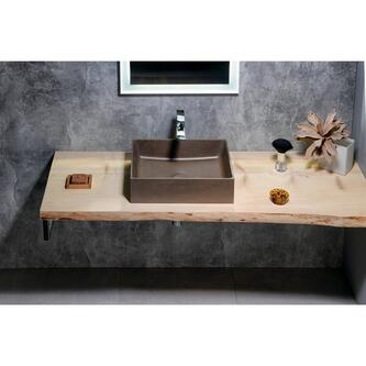 FORMIGO Betonwaschbecken zum Aufsetzen, 47,5x36,5cm, Dunkelbraun matt