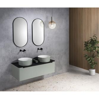 THIN Waschtisch für Arbeitsplatte Ø38 cm, grün/Weiß matt