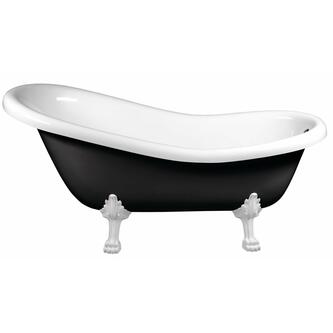 RETRO Freistehende Badewanne 167,5x76x71cm, Füße weiß, schwarz/weiß
