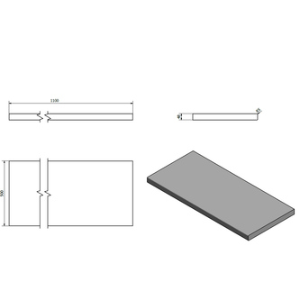 AVICE Platte 110X50cm, Eiche altweiß