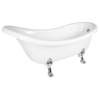 RETRO freistehende Badewanne 174,5x82x80,5cm, weiß, Füße Chrom