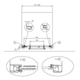 ANTIQUE Duschtür 800mm, links, Klarglas, bronze