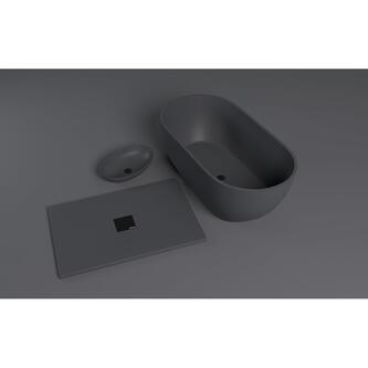REDUTA Freistehende Badewanne, Gussmarmor 171x81x58cm, Anthrazit matt