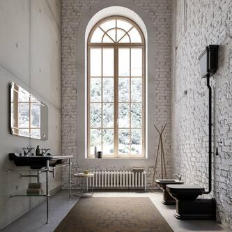 WALDORF WC Becken 37x65cm, Abgang senkrecht/waagerecht, schwarz matt