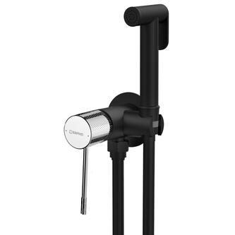 SOLARIS Unterputz-Bidetarmatur mit Brausestop, Rund, Schwarz matt/Chrom
