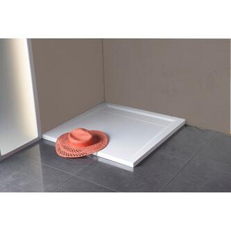 ARENA Gussmarmor-Duschwanne mit Ablaufgarniturdeckel, Quadrat 90x90cm, weiss