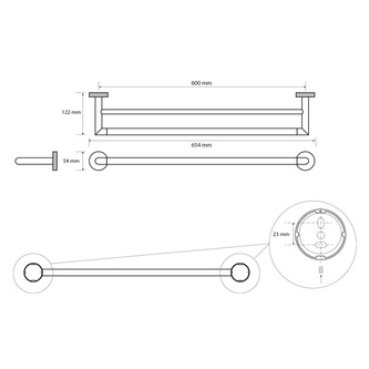 LARISSA Doppelhandtuchhalter 600mm, Schwarz/Gold matt