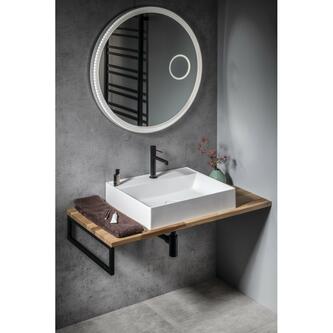 TWIG Gussmarmor-Waschtisch inkl. Ablaufabdeckung 60x47cm, weiß