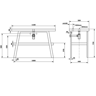 TWIGA Waschtisch 110x72x50 cm, schwarz matt/grauer Stein