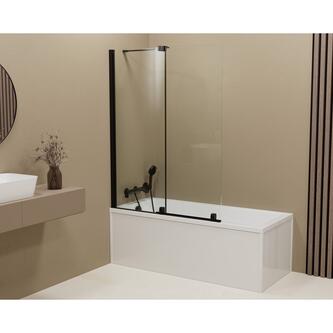 ROLLS BLACK Wannenabtrennung 1400x1500mm, Klarglas